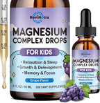 Magnesium Glycinate Liquid for Kids, Kids Magnesium Liquid Drops Supplement with L-Theanine, Calcium, Zinc, Vitamin D3 K2 for Sleep Calm Relaxation Brain Bones Focus, Grape Flavor 2 Fl Oz