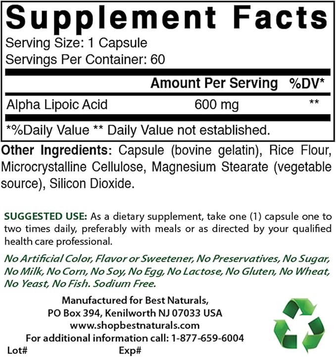 Best Naturals NAC 600 mg & Alpha Lipoic Acid 600 mg