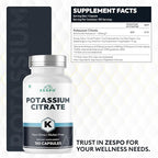 Potassium Citrate 800mg – 150 Veg Capsules | Provides 306mg Elemental Potassium per Serving | Supports Electrolyte Balance & Daily Wellness | Non-GMO, Gluten-Free Mineral Supplement