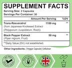 99% Ultra Purity Trans-Resveratrol 1100mg, 3-in-1 Advanced Formula Organic Resveratrol Supplement, Max Antioxidant, Anti-Aging, Skin Health, Cell Repair, Boost NAD+, Immune & Energy, 60 Caps