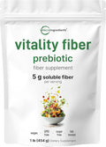 Micro Ingredients Vitality Prebiotic Fiber Powder, 1lb | Easy Mix Powder for Digestive & Gut Health | Daily Prebiotic Soluble Fiber Supplement for Women and Men | Unflavored, Sugar Free & Vegan