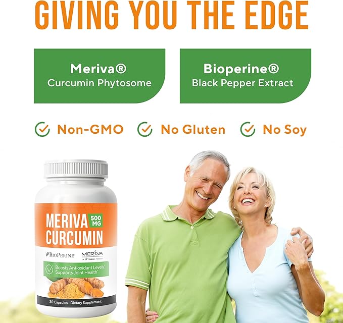 NERVE RENEW Meriva Curcumin with Black Pepper and Bioperine - Antioxidant Boost Nerve Support Supplement - 30 Capsules