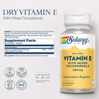SOLARAY Vitamin E 400 IU (268mg), Dry Form with Mixed Tocopherols Vitamin E - Antioxidant Supplement, PMS and Menopause Support - 60-Day Guarantee, Lab Verified - 50 Servings, 50 Capsules