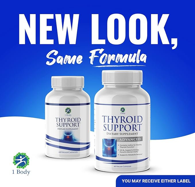 1 Body Thyroid Support Supplement, 90-Day Supply, 3 Pack with B12, Iodine, Zinc, Selenium, Ashwagandha, Non-GMO Vegetarian Formula
