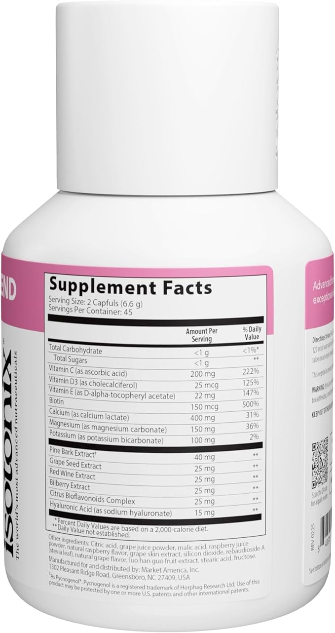Isotonix OPC-3 Beauty Blend – Pycnogenol, Grape Seed & Hyaluronic Acid for Skin Hydration, Elasticity & Collagen Support, Isotonic Powder, Vegetarian, 45 Servings