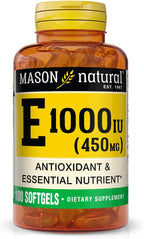 MASON NATURAL Vitamin E, 450 mg (1,000 IU), Daily Dietary Supplement with Essential Nutrient for Overall Wellness, 100 Softgels (Pack of 1)