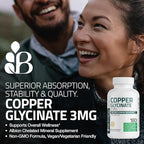 Bronson Copper Glycinate 3mg Chelated Superior Absorption Non-GMO, 180 Vegetarian Tablets