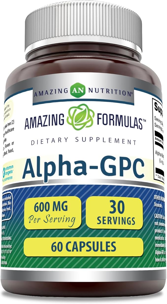 Amazing Formulas Alpha GPC Supplement | 600 Mg Per Serving | 60 Capsules | Non-GMO | Gluten Free | Made in USA