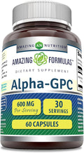 Amazing Formulas Alpha GPC Supplement | 600 Mg Per Serving | 60 Capsules | Non-GMO | Gluten Free | Made in USA