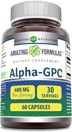 Amazing Formulas Alpha GPC Supplement | 600 Mg Per Serving | 60 Capsules | Non-GMO | Gluten Free | Made in USA