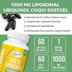 1000mg Liposomal CoQ10 Softgels | Better Absorption CoQ10 Ubiquinol Supplement | Heart Function & Energy Production | Active Antioxidant Form of Vegan Coenzyme Q10 | Non-GMO | 120 Softgels