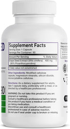 Bronson Grape Seed Extract 400 mg - Antioxidant & Immune Support - Standardized Extract with 95% Proanthocyanidins- Non GMO, 90 Vegetarian Capsules