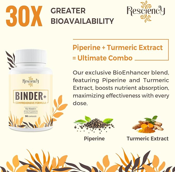 Resciency Detox Binder Supplement – Activated Charcoal, Zeolite, Bentonite Clay, Milk Thistle, Proprietary Blends - Liver & Gut, Max Absorption, 270 Vegan Capsules