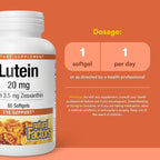 Natural Factors - Lutein 20mg, Natural Antioxidant to Support Eye Health, 60 Soft Gels