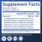 12 in 1 Magnesium Complex, Magnesium Supplement 1000mg with Glycinate, Citrate, Malate, L-Threonate,Taurate, Sleep Support, Third-Party Tested, Vegan & Easy to Swallow，90 Days Supply