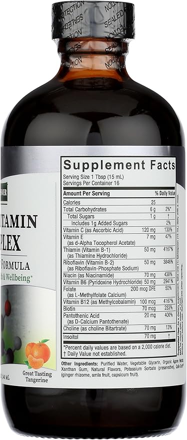 Nature's Answer Liquid Vitamin B-Complex Supports Healthy Energy Levels | Promotes Healthy Nerve Function | All-Natural Tangerine Flavor | Gluten-Free & Benzoate-Free 8oz