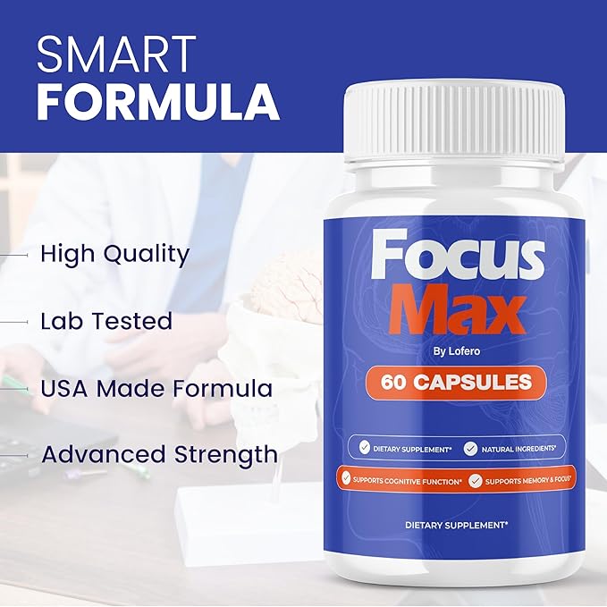 (3 Pack) Focus Max Capsules, FocusMax Brain Supplement Pills Advanced Maximum Strength Formula for Mental Clarity, Attention, Sharp Memory, Calm Mind Mood, Health & Wellness Support Capsulas (180 ct)