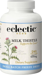 Eclectic Herb - Premium Freeze Dried Milk Thistle Capsules | Silymarin Supplement | Liver Support, Detox, Cleanse + Maintain | Vegan, Natural, Non-GMO, Gluten Free (240 CT | 600 mg)