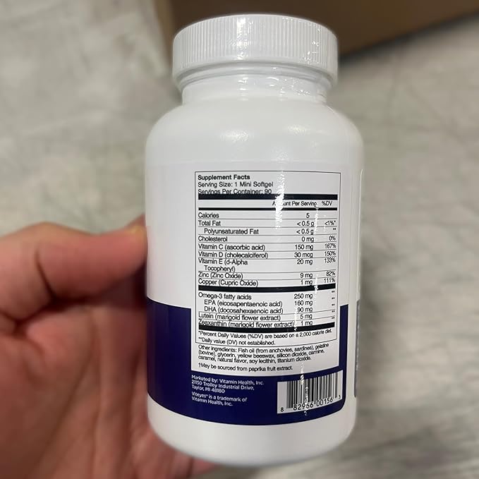 Viteyes Vision for Ages 50 Plus for Eye Health, Vision Support, Aging Eyes, Lutein, Zeaxanthin, Omega-3, Zinc, Vitamin C, Vitamins D, Vitamins E, Eye Doctor Trusted, Manufactured in The USA, 90 Ct