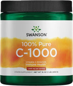 Swanson Vitamin C Powder 100% Pure Ascorbic Acid, Immune System Support, Skin Health, Cardiovascular Health, Antioxidant Supplement 1000 mg (per Serving) 1 lb. 454 g