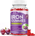 Iron Gummies with Multivitamin, Iron Supplement for Women & Men with Zinc, Vitamin B Complex & C, B12, Folate - Blood Builder & Energy Support for Adults & Kids - Grape Flavor, Vegan 60 Gummies