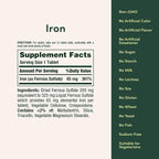 Nature’s Bounty Iron 65mg, 325 mg Ferrous Sulfate, Cellular Energy Support, Promotes Normal Red Blood Cell Production, 1 Serving Per Day, Gluten Free, 100 Vegetarian Tablets