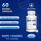 NMN 1000mg Per Serving Maximum Strength - 99% Pure NMN (Nicotinamide Mononucleotide) for NAD, Cell, Immune, Energy, Anti-Aging & Longevity, Stabilized NMN Supplements 1000mg - 240 Veggie Capsules