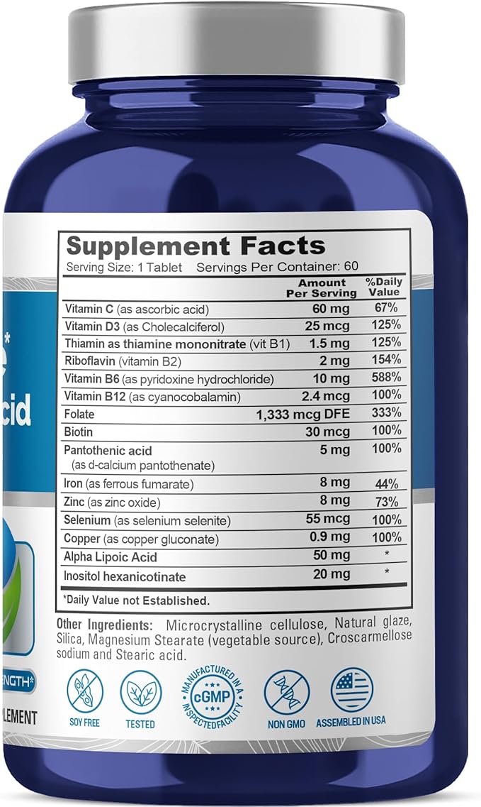 NusaPure Renal Balance with Alpha Liopic Acid Vitamin & Mineral Vegetarians, Non-GMO Per 60 Tablets