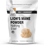 It's Just! - Lion's Mane Mushroom Powder, Natural Raw Superfood, Brain Support, Immune Health, Boost Energy, Non-GMO, 8oz