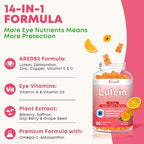 Lutein and Zeaxanthin Supplements Gummies, Advanced Eye Vitamin Supplement with Bilberry, Saffron, Grape Seed, Omega 3 for Macular Health, Dry Eye, Visual Function - Orange Flavor, 60 Count