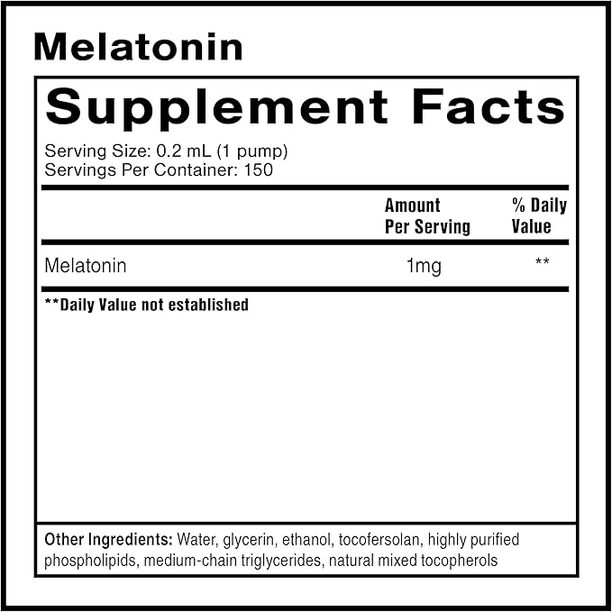Quicksilver Scientific Liposomal Melatonin - Bedtime, Jet Lag & Immune Support Liquid for Adults - Efficient, Superior Absorption 1mg to Minimize Morning Drowsiness (30 ml)