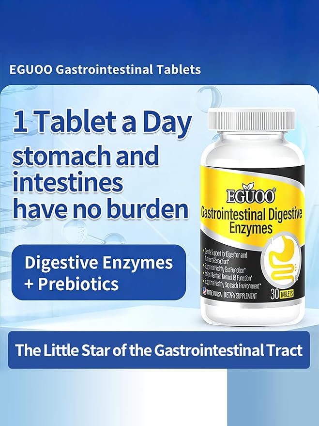 Digestive Enzyme Complex with Lion’s Mane Mushroom Powder – L-Glutamine 1000mg, DigeZyme Multi-Enzyme, Zinc L-Carnosine, Multi-Prebiotic Complexes – Gut Health Supplement – 30 Tablets