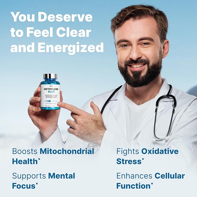 Ultimate Methylene Blue Pharmaceutical Grade 20mg (USP) Methylene Blue Capsules for Humans | Memory Supplement and Brain Booster Supplement | Focus Fuel and Memory Vitamins Energy Pills | 120 Servings