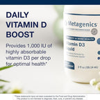 Metagenics Vitamin D3 Liquid Supplement - High Absorbency & Easy to Swallow Liquid Vitamin D3 for Bone Health & Immune Support* - Suitable for Kids - 2 fl oz - 2,275 Servings