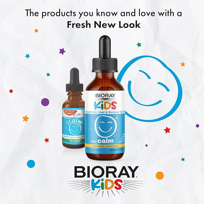 BIORAY Kids NDF Calm, Vanilla - 4 fl oz - Nourish the Liver & Remove Toxins - Non-GMO, Vegan, Gluten Free - 2-4 Month Supply