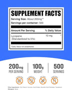 BulkSupplements.com Lycopene Powder - Lycopene Supplement, Lycopene 10mg - Antioxidants Supplement, Gluten Free, 200mg per Serving, 100g (3.5 oz) (Pack of 1)