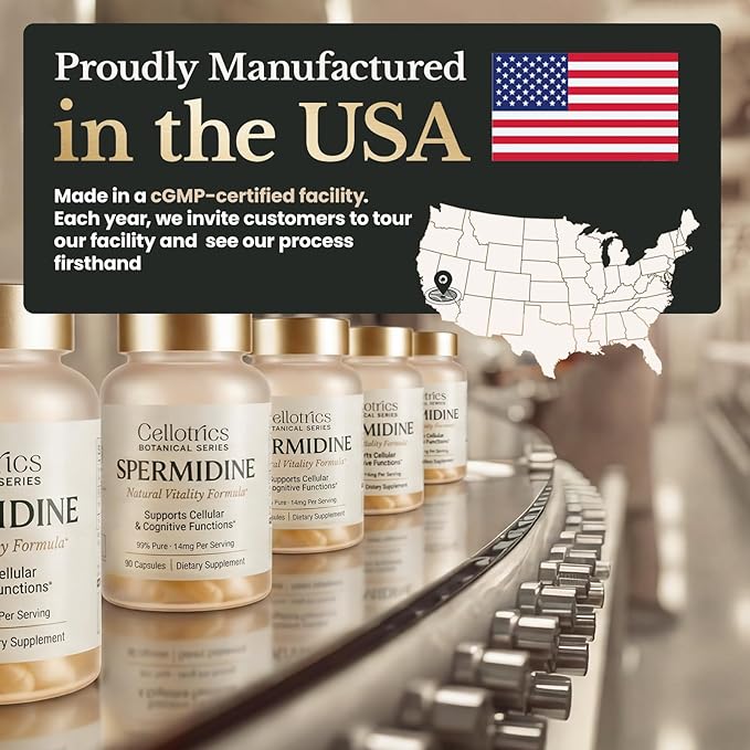 Spermidine Supplements - 1260mg | Ultra-Pure 99% Spermidine, Made in USA & USA 3rd-Party Tested |100x More Potent, Spermidine Supplements for Women & Men, Longevity Support