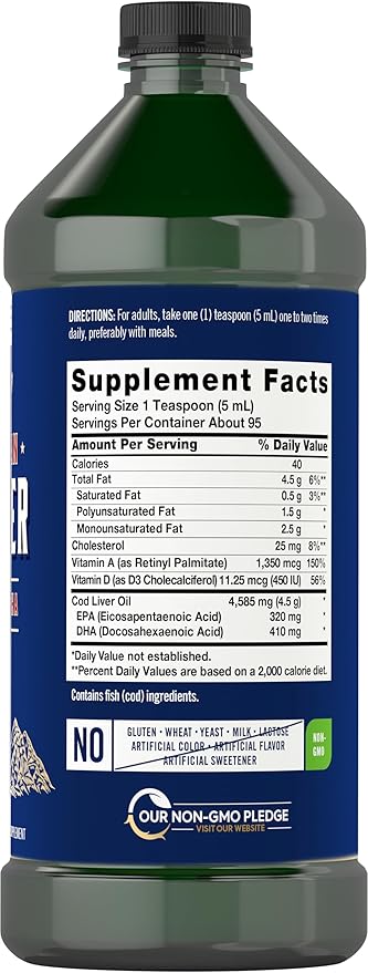 Carlyle Norwegian Cod Liver Oil | 16oz | Pack of 3 Bottles | Liquid Unflavored Fish Oil Supplement | Non-GMO, Gluten Free
