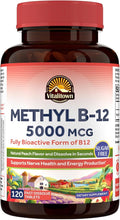 Vitalitown Vitamin B12 (Methyl B12) 5000 mcg, Fully Bioactive Form, Support Energy Production, Natural Peach Flavor, Zero Sugar, 120 Fast Dissolve Tablets