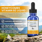 Honeycombs Riboflavin Vitamin B2 Liquid Drops 500 Percent DV, b2 made in USA Alcohol Free B2 Vitamins Supplement, Fast Absorbing Riboflavin Alternative to Capsules for Adult Daily Use