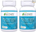 EZ Melts Multivitamin Without Iron - Daily Supplement with 18 Vitamins & Minerals - Contains Vitamin C, Folate, Biotin & More - Non-GMO & Vegan - Apple - 120 Dissolvable Tablets (60 Servings)