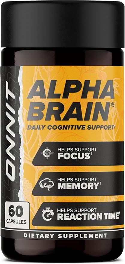 ONNIT Alpha Brain Nootropic Brain Supplement for Focus, Memory, Mental Clarity, Cognitive Support with L-Theanine and Vitamin B6, 60 Count Capsules