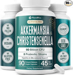 FloraBliss Christensenella Minuta and Akkermansia, Bifidobacterium longum, 8 Probiotic Strains, 50 Billion CFU, 90 Delayed-Release Capsules, with Cranberry Extract