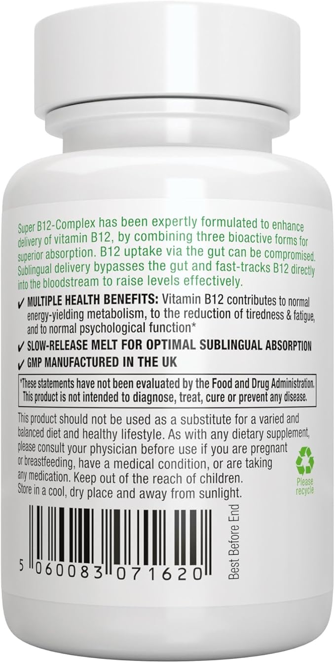 Igennus Sublingual Vitamin B12 Complex 1000mcg, Methylated Methylcobalamin, Adenosylcobalamin & Hydroxocobalamin, High Absorption & Clean, 180 Servings, Sugar-Free & Vegan