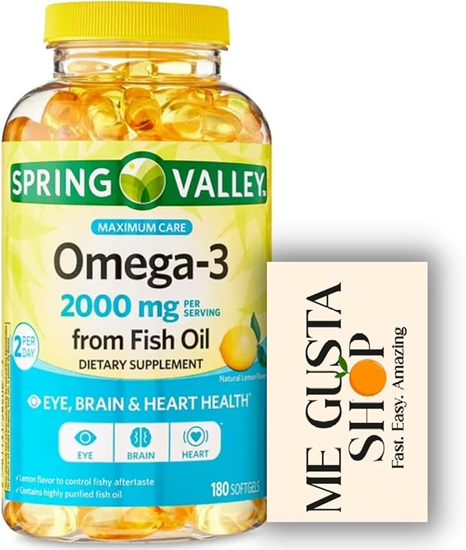 Spring Valley Omega 3 Fish Oil Maximum 2000mg 180 Softgels + me Gusta Sticker