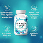 NutraPep Methylated B-Complex Vitamins - Complete Methyl B Complex Multivitamin with Bioactive B9 5-MTHF B6 B12 - MTHFR Support Supplement for Brain Heart Energy (Pack of 2)
