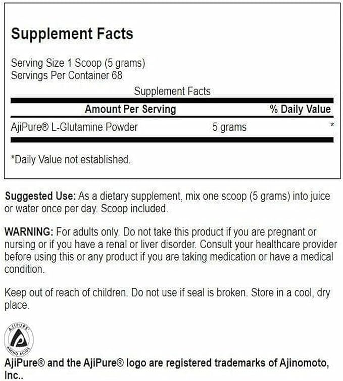 Swanson Amino Acid Ajipure L-Glutamine Powder 12 Ounce (340 g) Pwdr