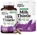 Wild & Organic Milk Thistle Capsules 1000mg - Liver Detox Supplements - Silymarin Milk Thistle Powder for Liver Cleanse - 90 Vegan Capsules - 45-Days Supply - No Fillers, Non-GMO