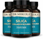 Dr. Mercola Silica Collagen Builder - Plant-Based Silica Supplement to Support Skin, Hair, Nail & Bone Health - Non-GMO, Gluten-Free & Soy-Free - 180 Capsules (90 Servings)