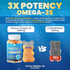 Fish Oil Omega 3 Gummies 1500mg for Adults - Triple Strength with EPA & DHA, COQ10, Red Yeast Rice - Wild Caught Omega 3 Fatty Acids Supplements for Hḙar-t & Brain - Sugar Free, Burpless, 60 Count